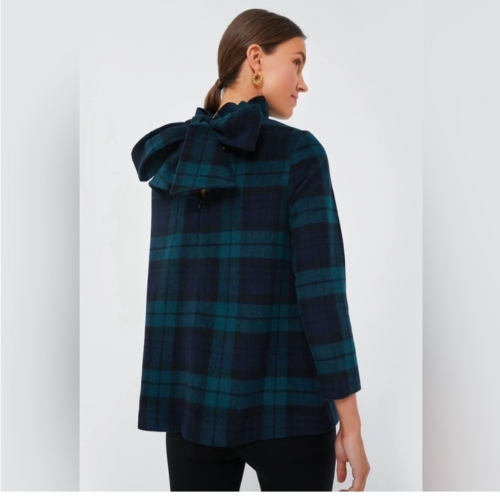 Tuckernuck Plaid Blouse in Blue and Black - Picture 2 of 10